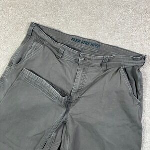 Duluth Trading Flex Fire Hose Pants Mens 38x34 (38x32) Gray Work Utility Stretch